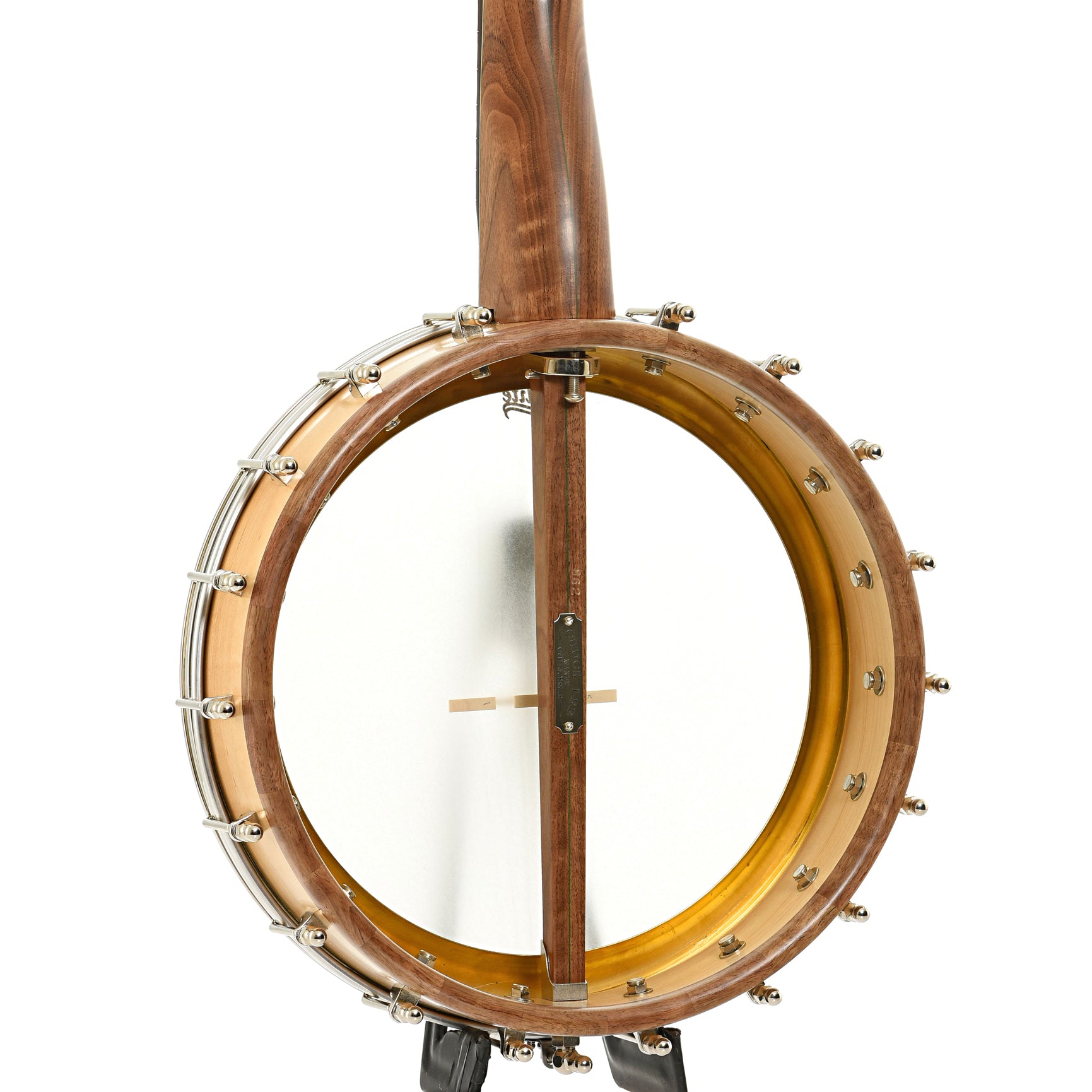 Back and side of Chuck Lee Cottonwood Openback Banjo #862, 12" Rim, Dobson Tone Ring