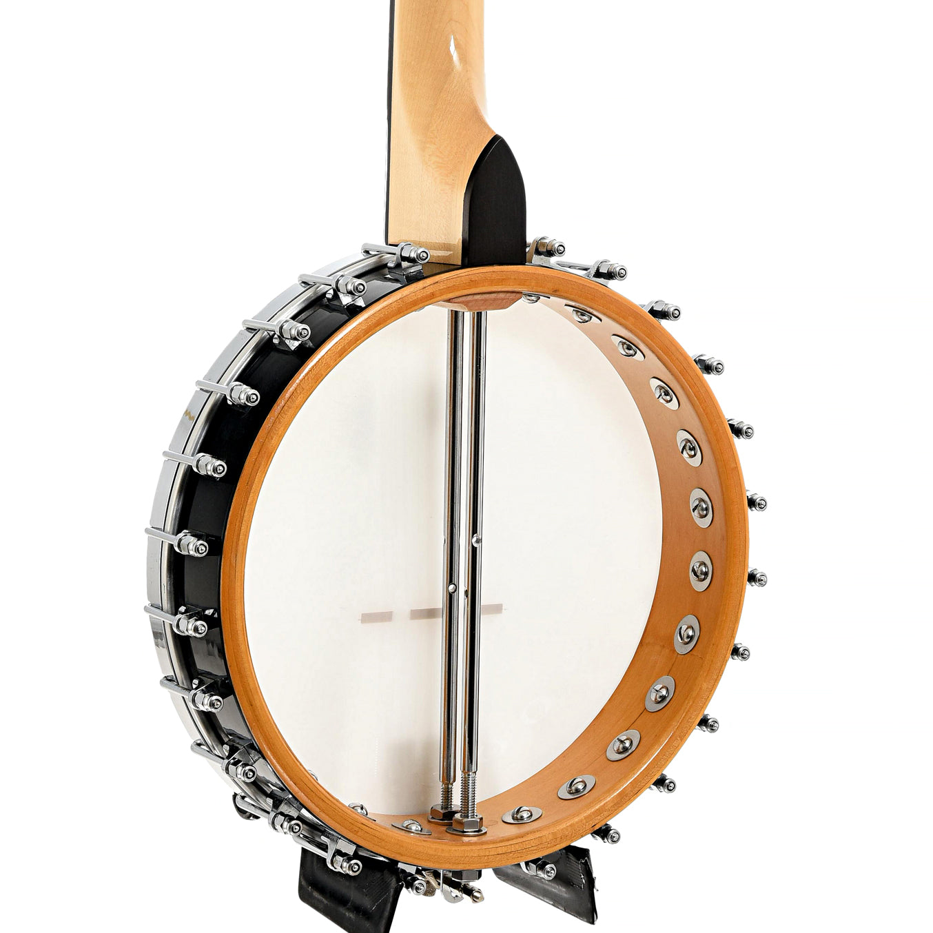 Back and side of Bacon / Gold Tone Extra Long Neck Conversion Openback Banjo