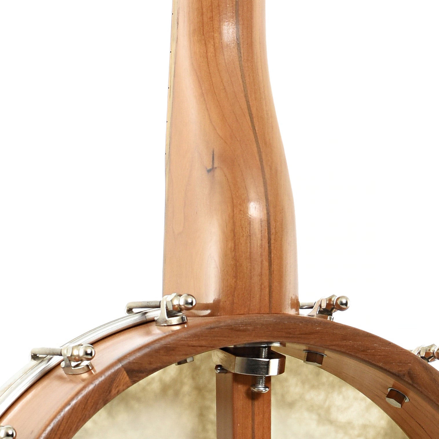 Neck joint of Pisgah Possum Cherry 12" Open Back Banjo (c.2014)