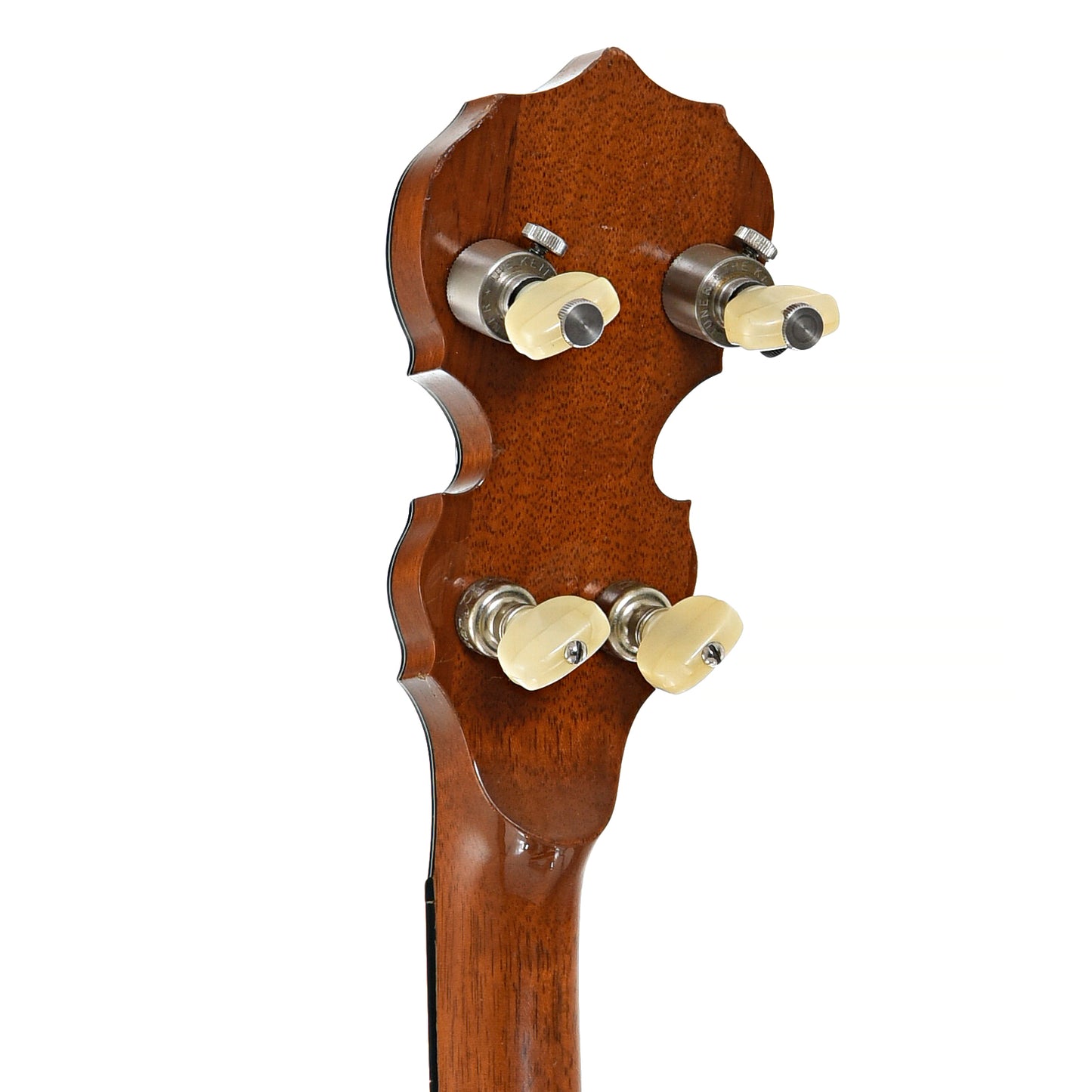 Back headstock of Deering Deluxe Resonator Banjo (1982)