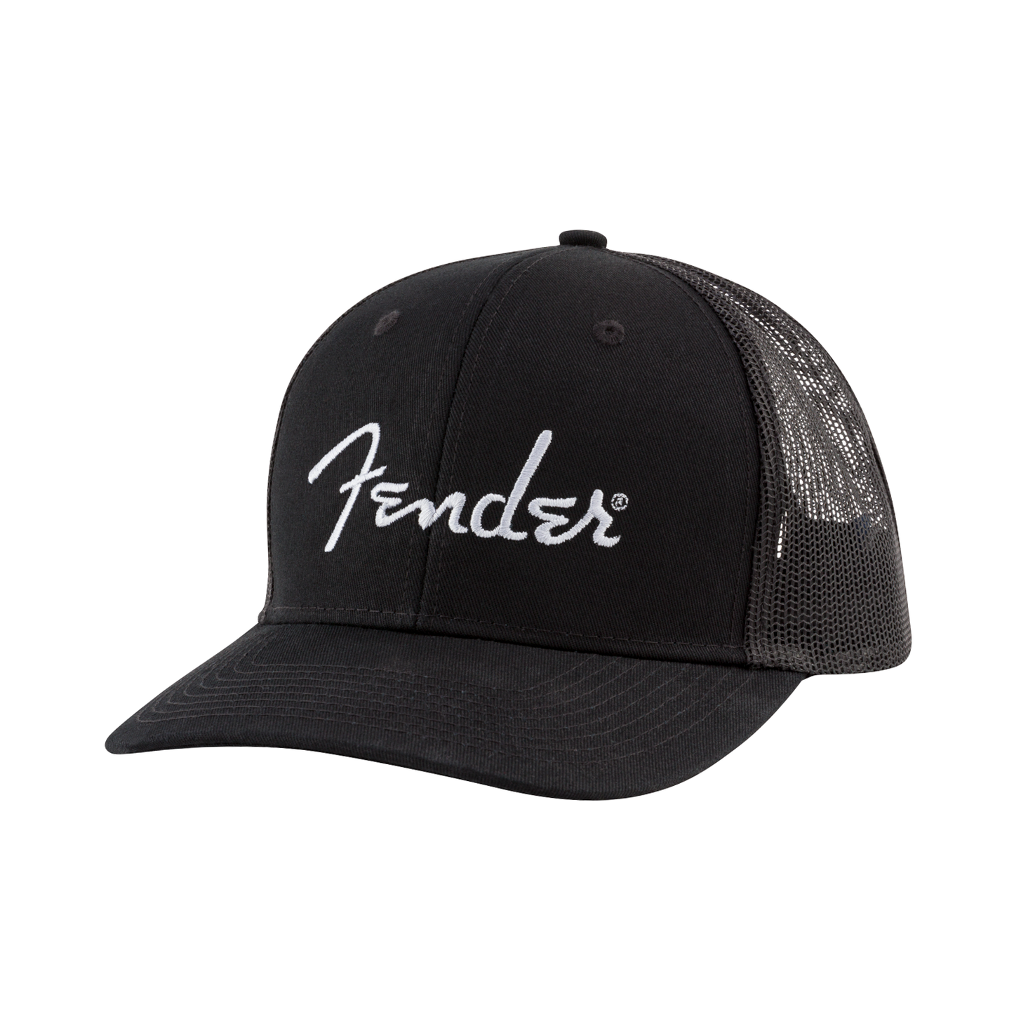 Front of Fender Silver Logo Snapback Hat