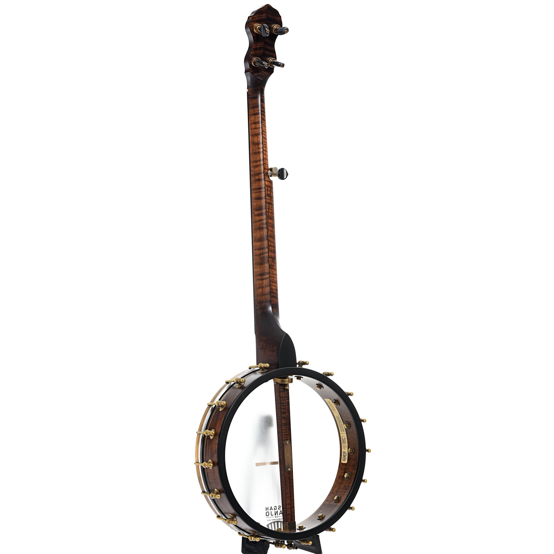 Full back and side of Pisgah Wonder 12" Openback Banjo - Standard Scale