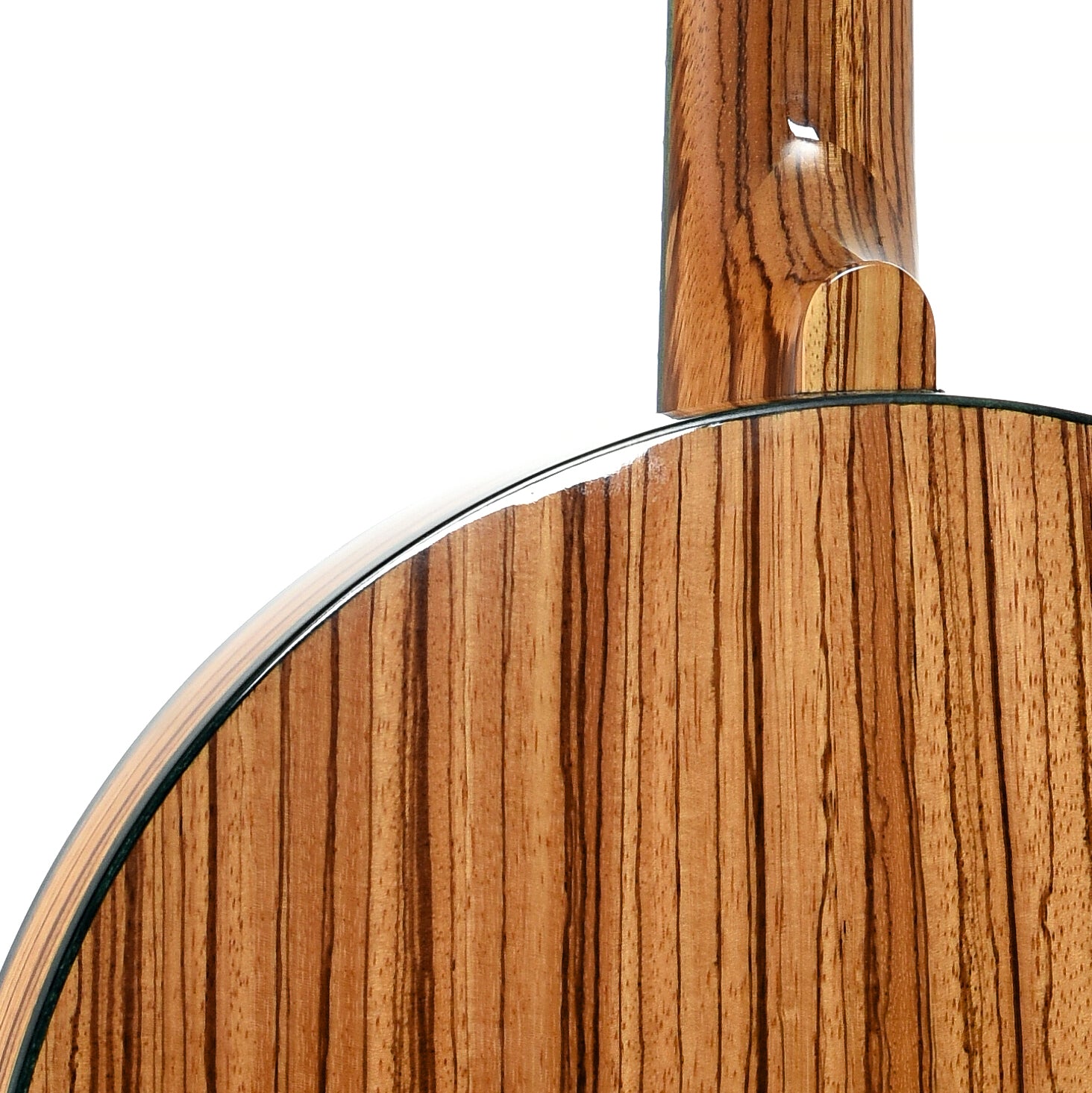 rear neck joint of Bishline Custom Zebrawood Resonator Banjo