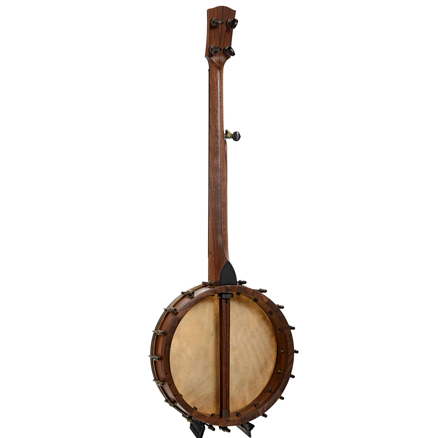 Full back and side of Nashville Banjo Co Cumberland 12" Openback Banjo #141 & Gigbag, Walnut