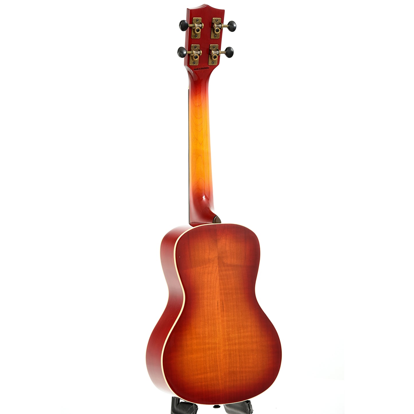 Full back and side of Kala KA-FMCB-C Gloss Flame Maple Cherry Burst Concert