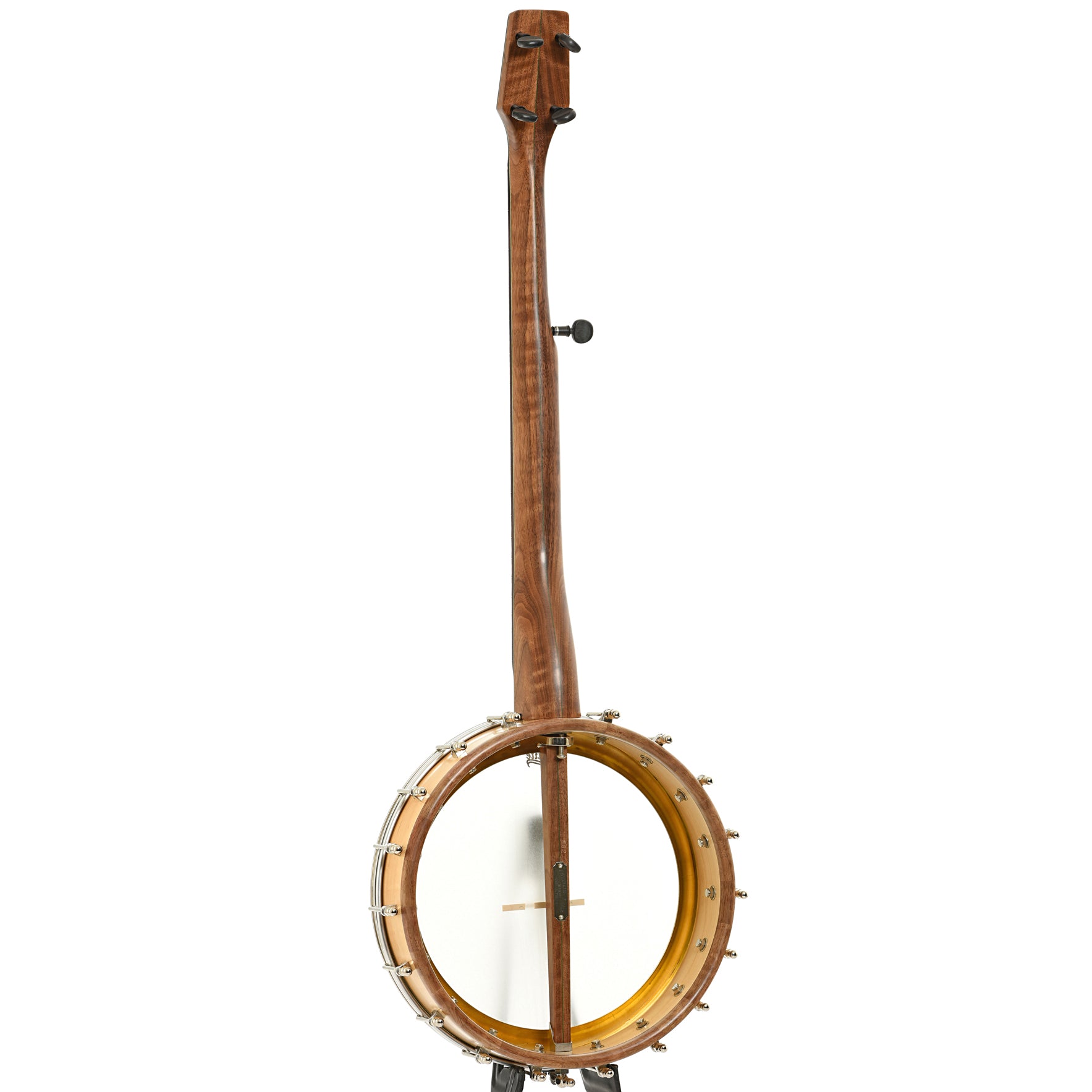 Full back and side of Chuck Lee Cottonwood Openback Banjo #862, 12" Rim, Dobson Tone Ring