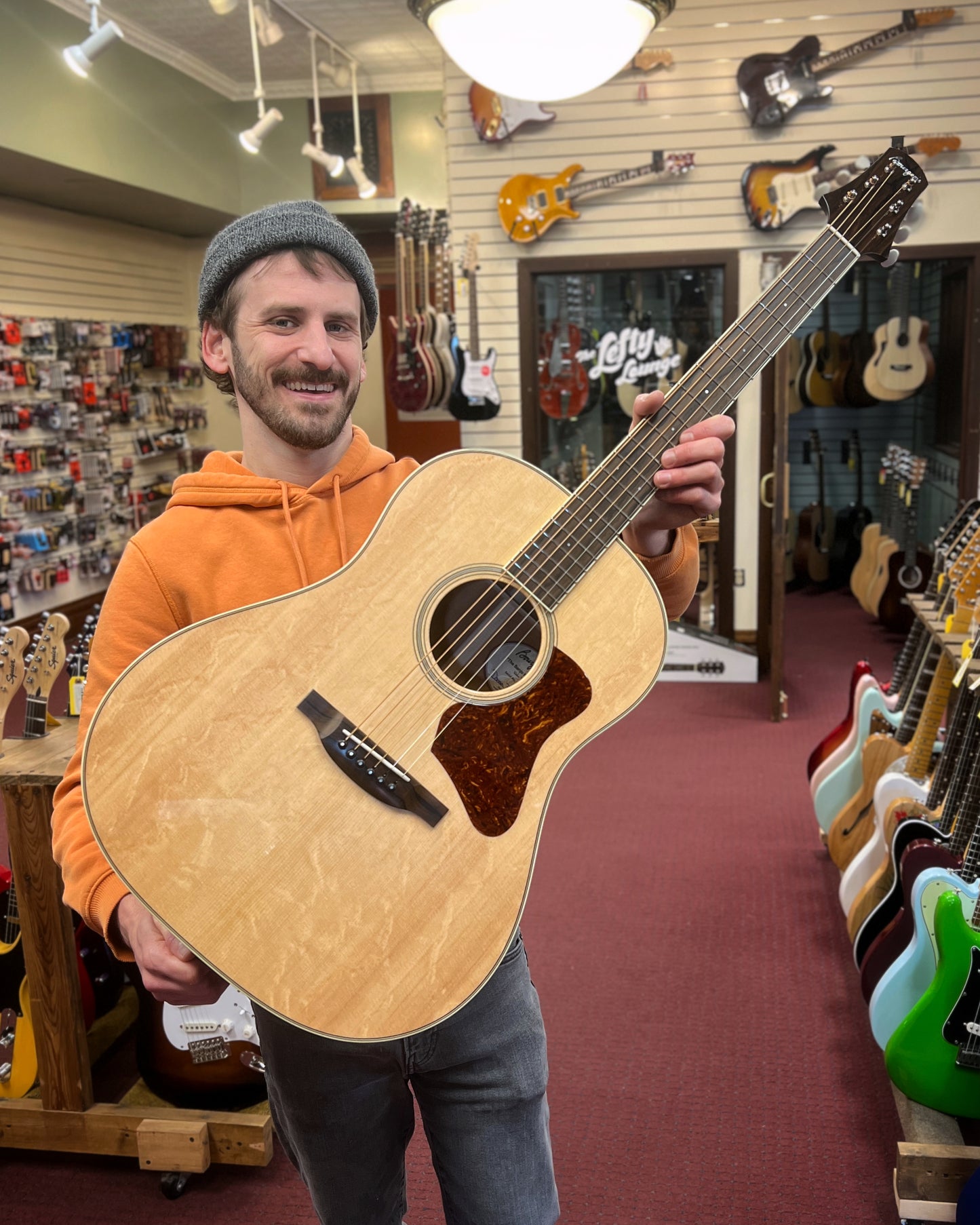 Showroom photo of Bourgeois Legacy Series The Banjo Killer Slope Shoulder Dreadnought Guitar