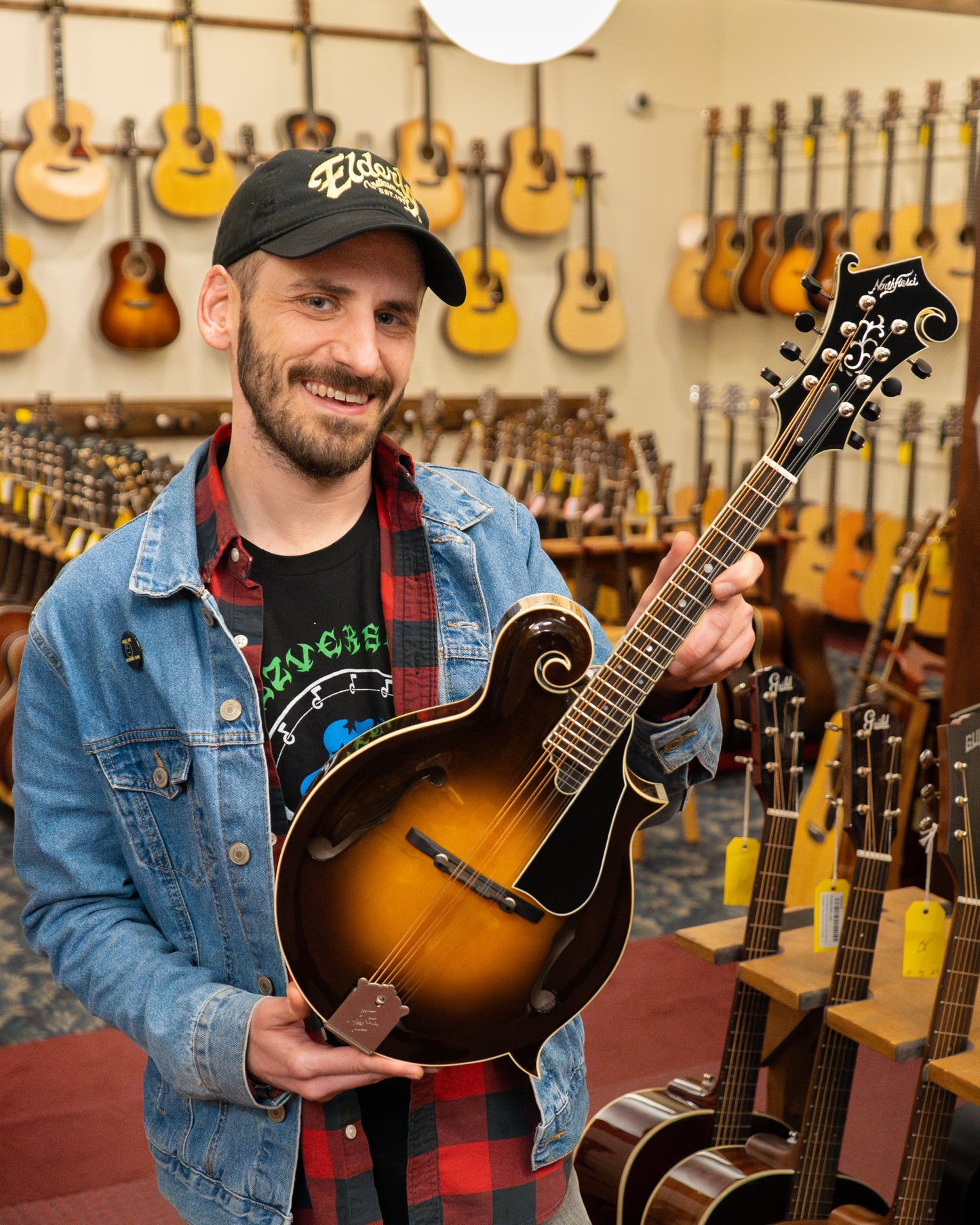 Showroom photo of Northfield Workshop NFB-F5E Master Model "Big Mon" Mandolin, Engelmann Top