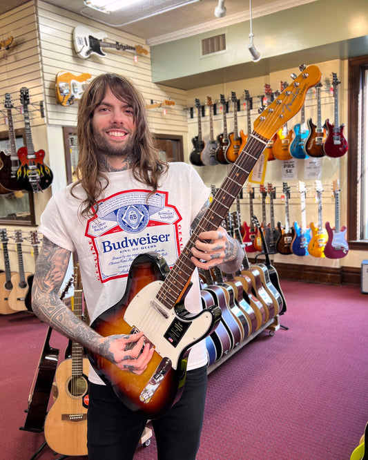 Showroom photo of Fender American Vintage II 1963 Telecaster, 3-Color Sunburst