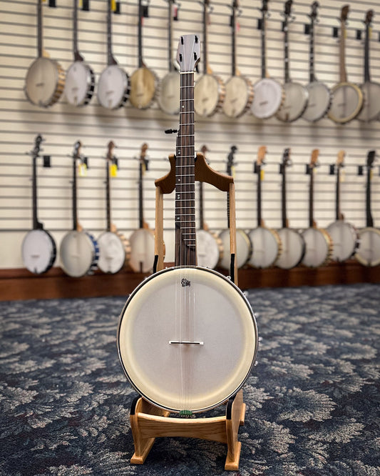 Showroom photo of Chuck Lee Cottonwood Openback Banjo #862, 12" Rim, Dobson Tone Ring