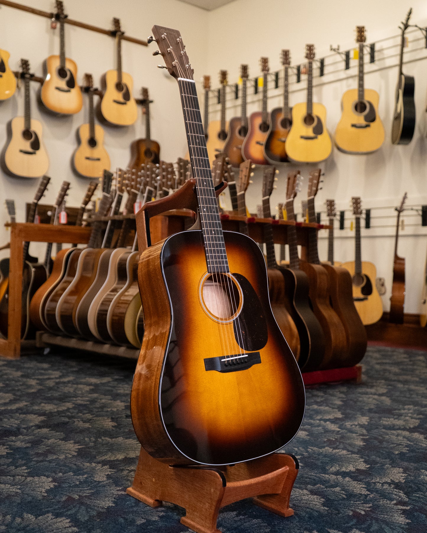 showroom photo of Martin D-18 Sunburst Guitar & Case, 1935 Sunburst Top