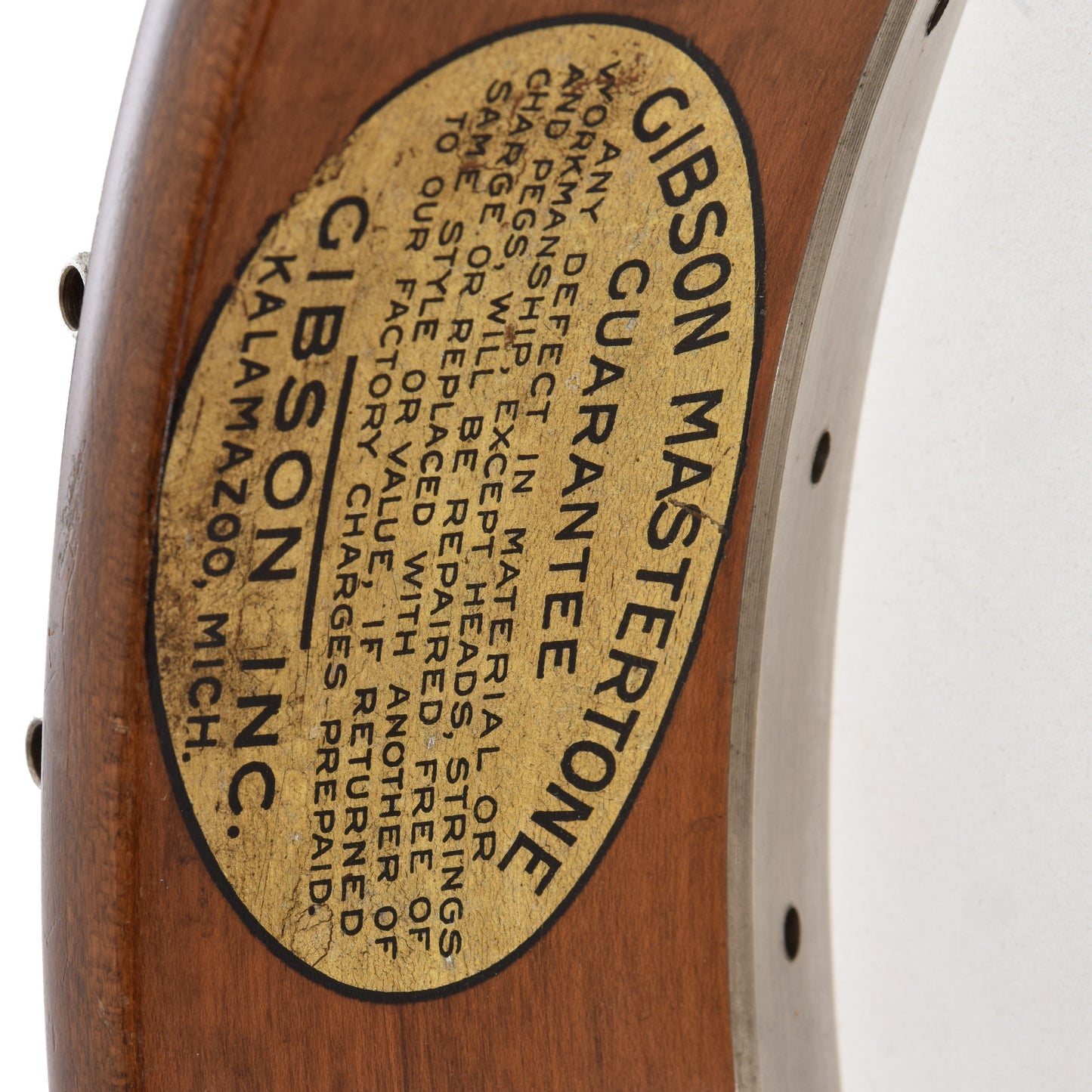 Label of Gibson PB-3 Conversion Resonator Banjo (1930)