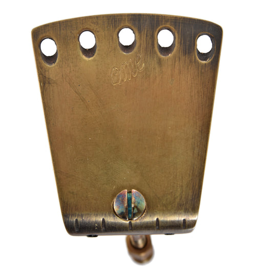 Top  view of Ome Sweetone Banjo Tailpiece, Long, Aged Brass