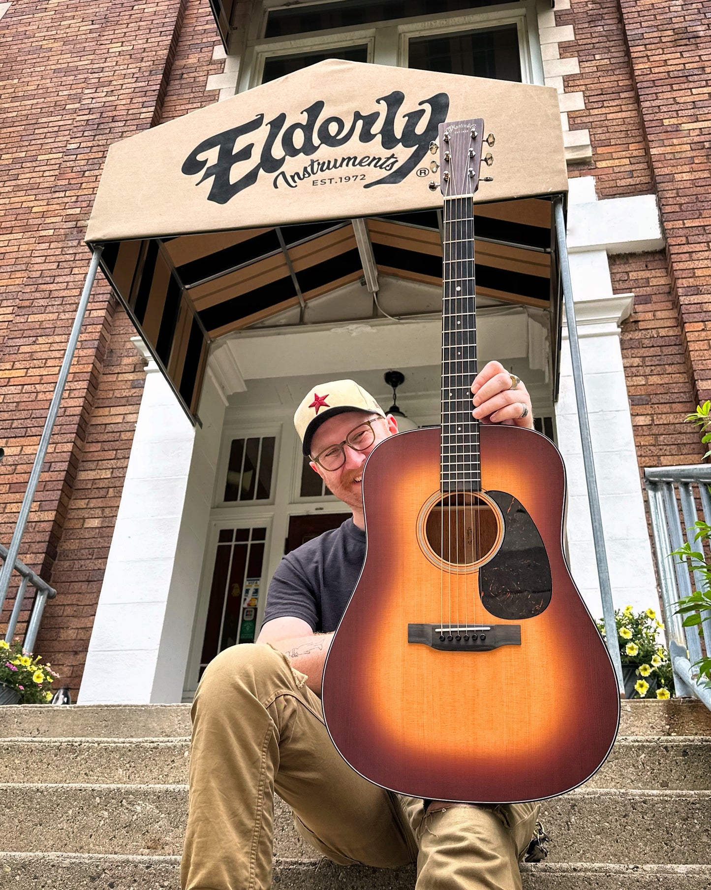 Showroom Photo of Front of Martin D-18 Satin, Amberburst