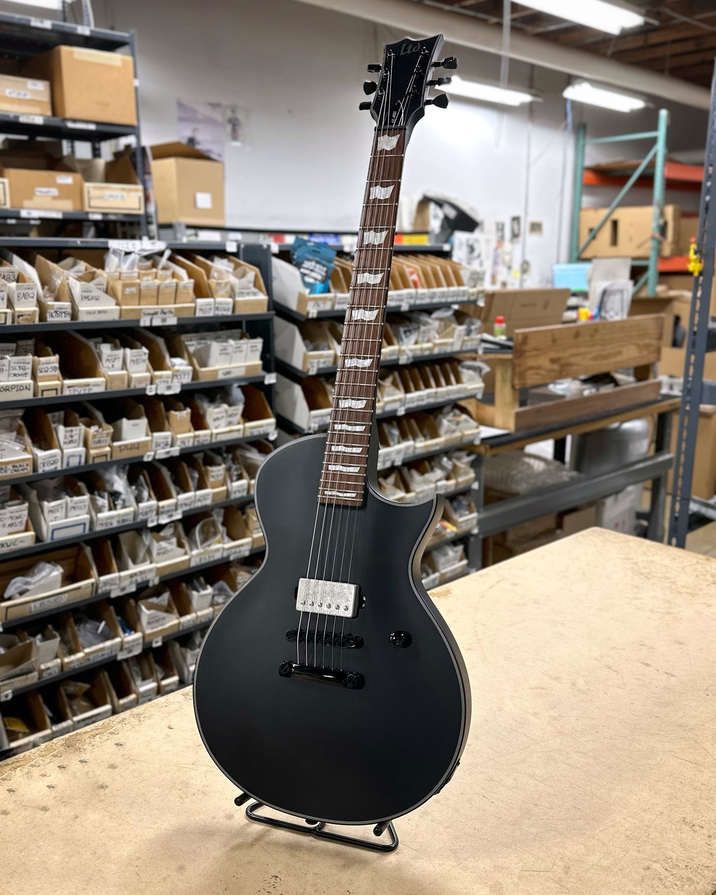 Showroom photo of Front of ESP LTD EC-201, Black Satin