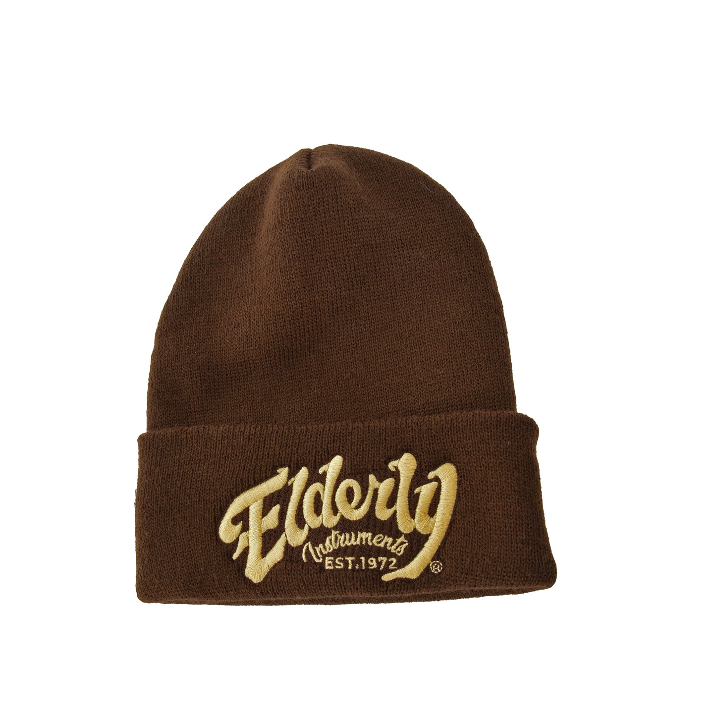 Front view of Elderly Logo Knit Cap, Brown