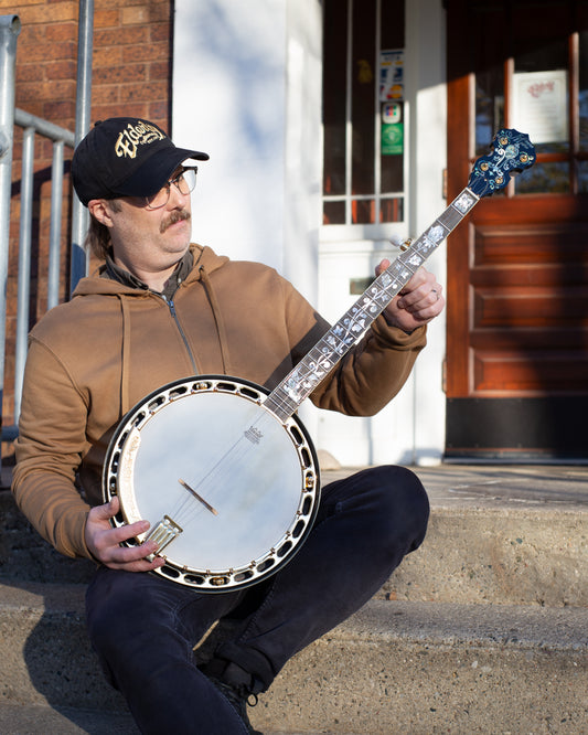 Showroom photo of Front and side of Morgan Monroe Appalachia Resonator Banjo (2005)