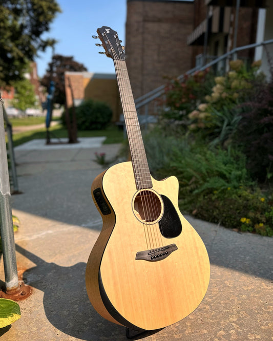 Showroom photo of Front of Furch Violet Deluxe Gc-SM SPE Acoustic Guitar