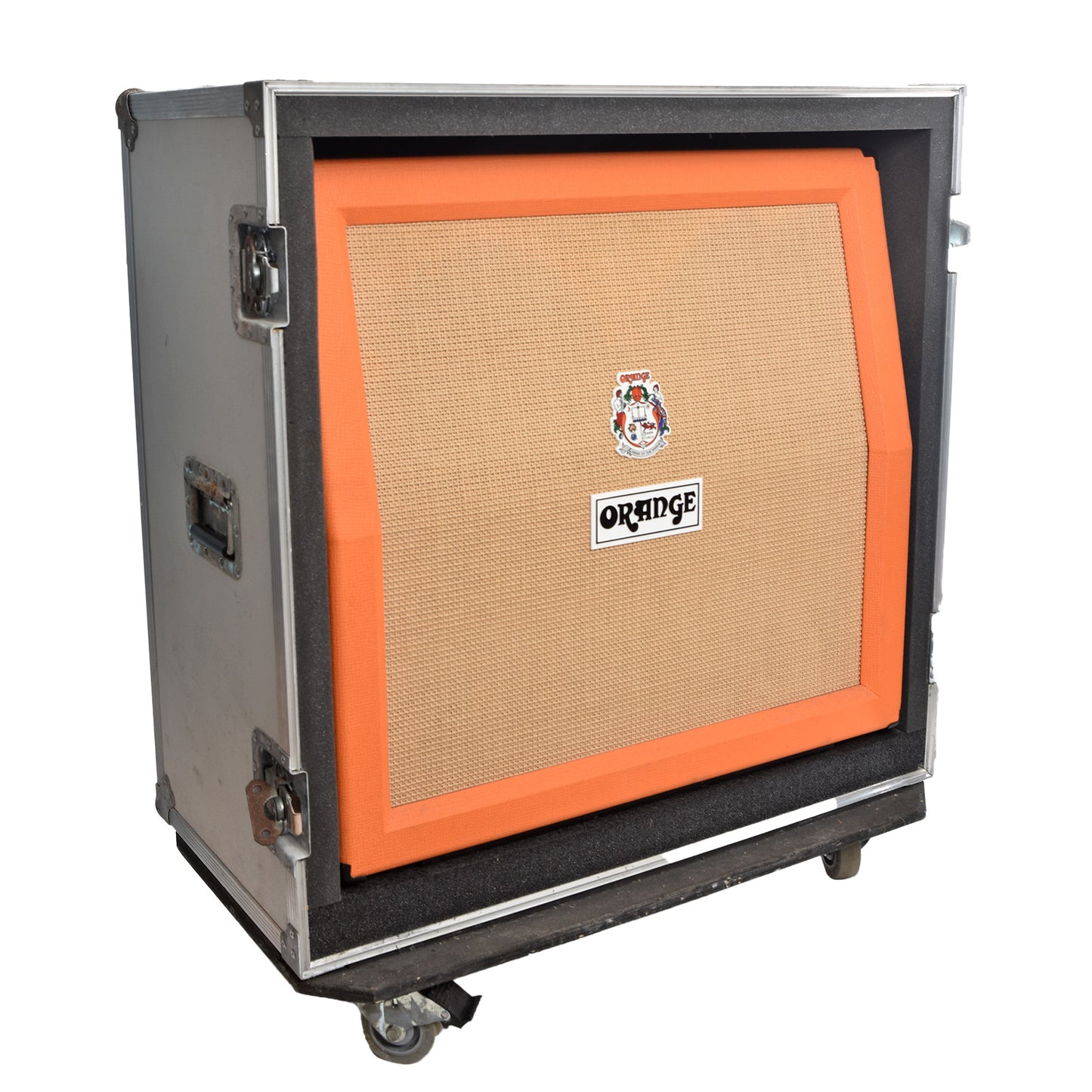 Front and side of Orange PPC412 w/ Road Case