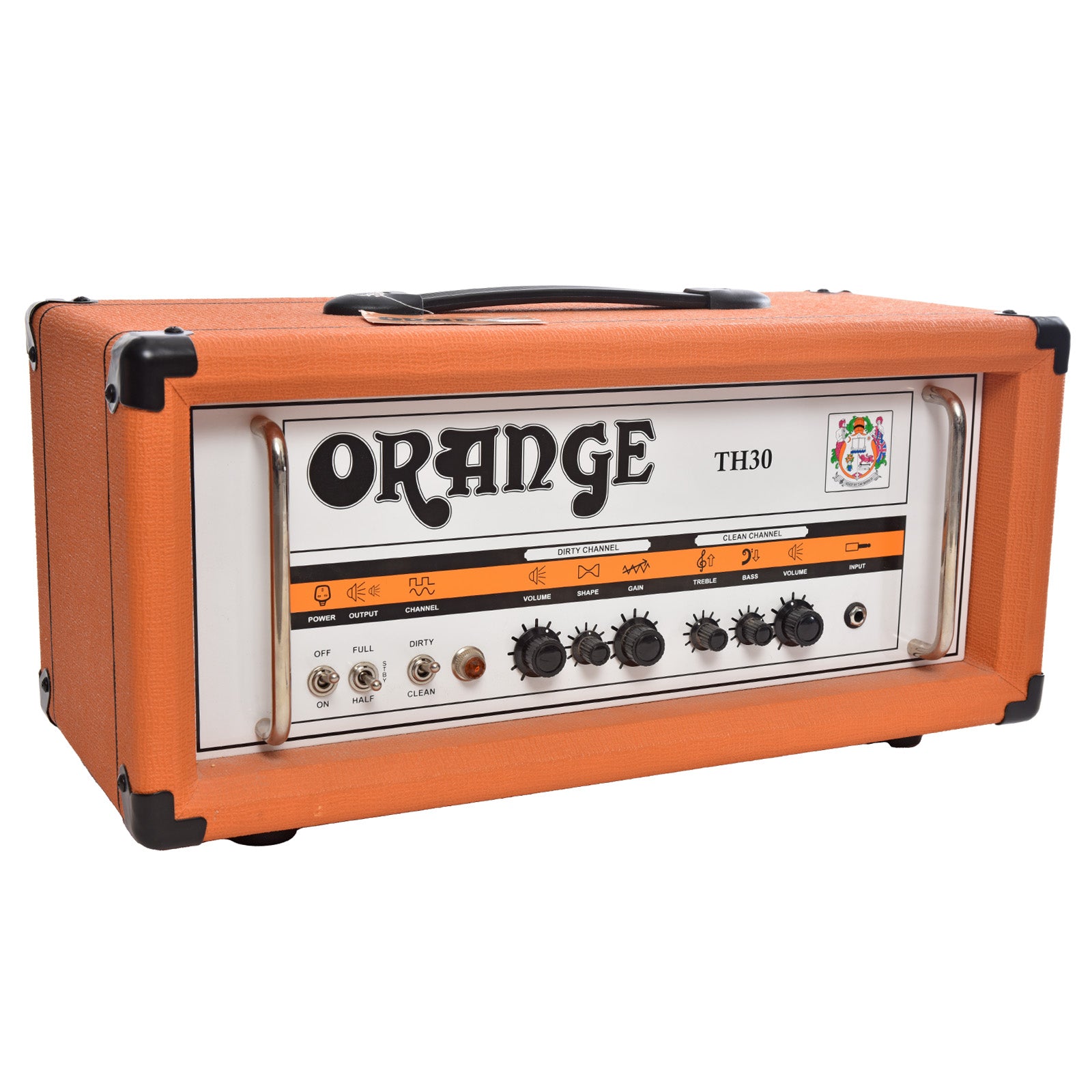 Front and side of Orange TH30 Head