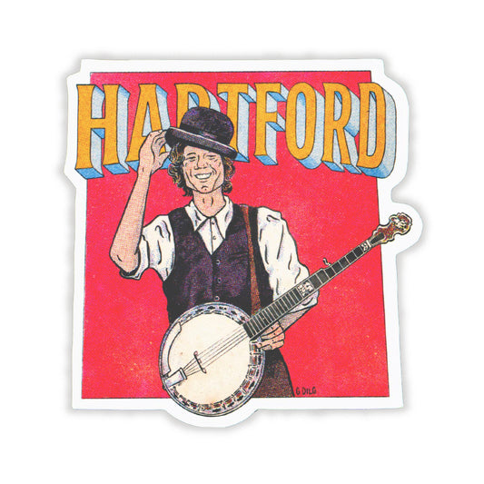 Image 1, Trad Music Superhero Sticker by Gina Dilg, John Hartford, SKU: GDS-HARTFORD