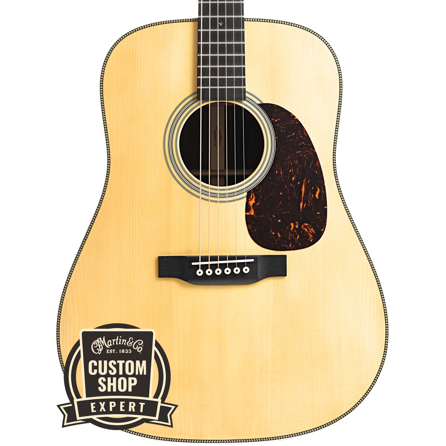 Front of Martin Custom Herringbone 28 Style Dreadnought 