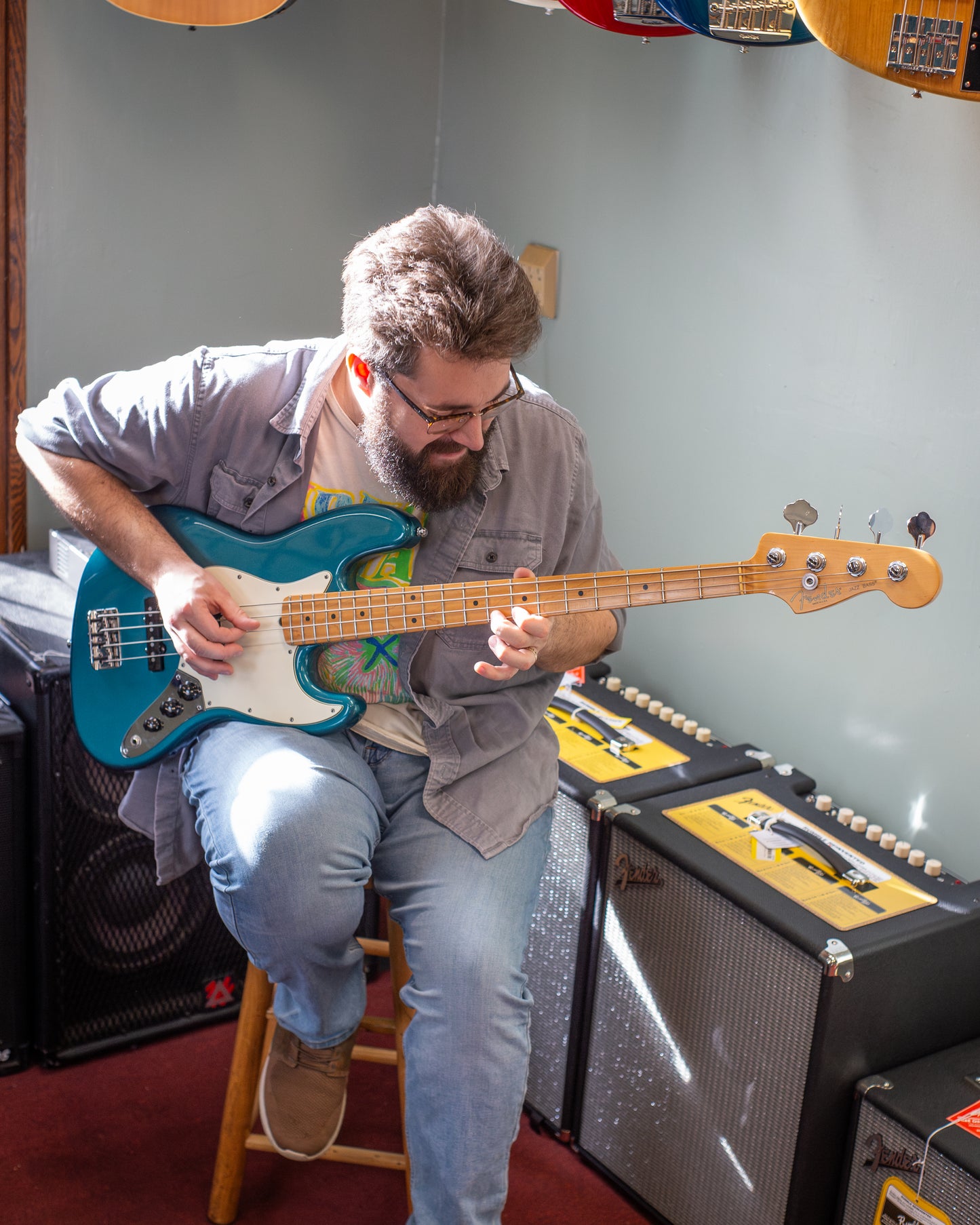 Showroom photo of Front of Fender American Series Jazz Bass