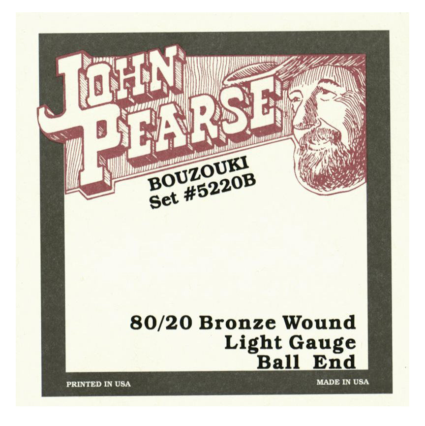 John Pearse 5220B 80/20 Bronze Irish Bouzouki Strings, Ball End