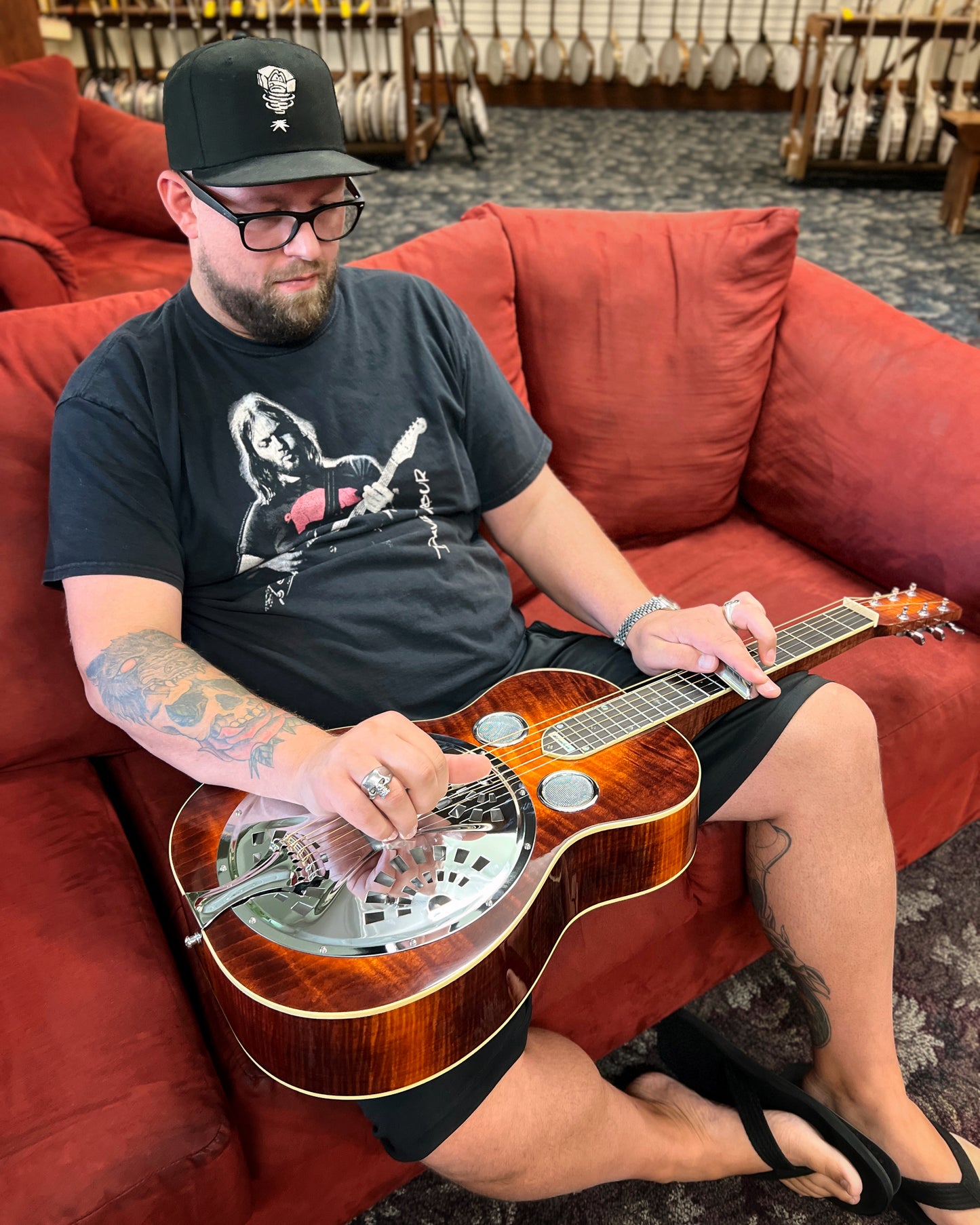 Showroom photo of Front of  Scheerhorn Maple R Custom Squareneck Resonator Guitar