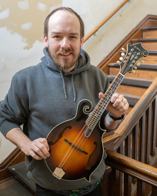 Showroom Photo of Front of Eastman MD815/V F-Style Mandolin