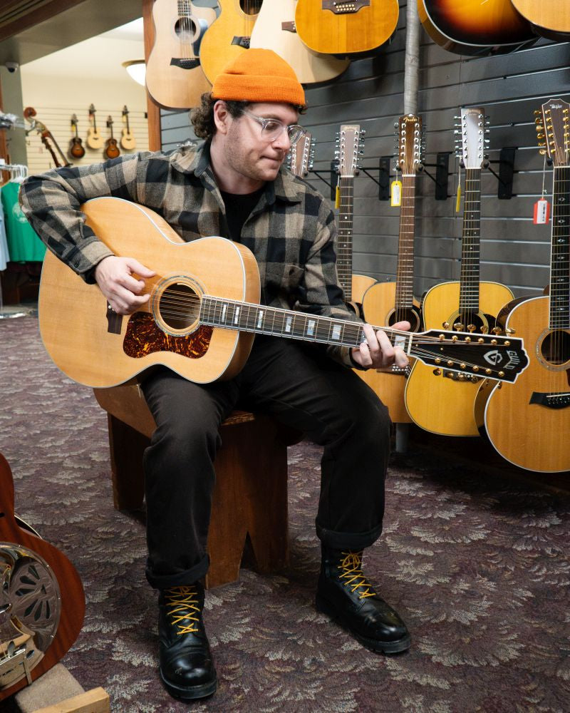 Showroom photo of Front of Guild USA F-512E Maple 12-String Acoustic Guitar 