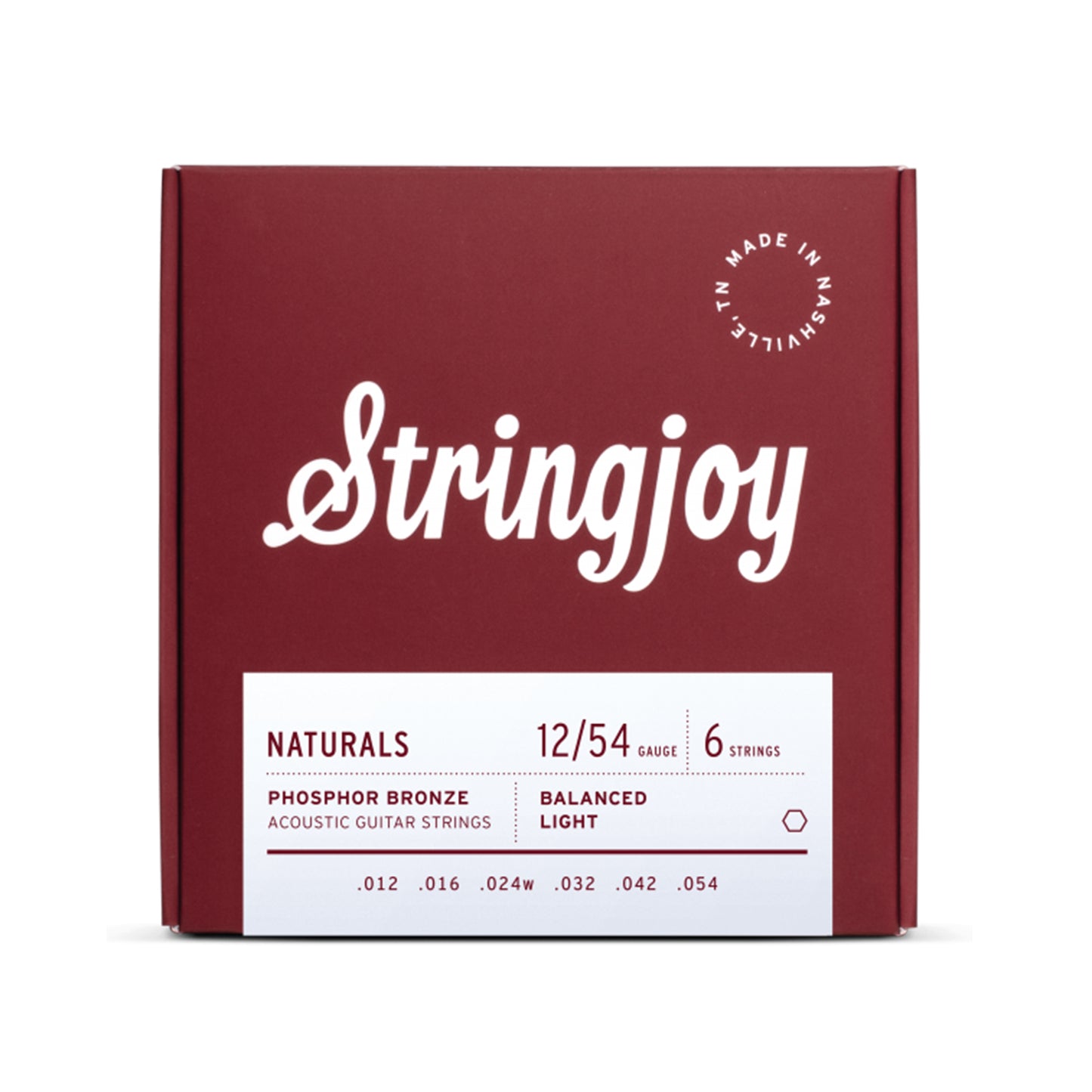 Stringjoy Naturals Phosphor Bronze Balanced Light Gauge Acoustic Guitar Strings