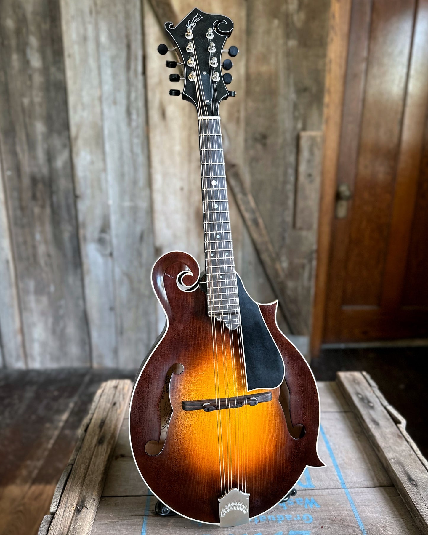 Showroom photo of Northfield Workshop S-Series NFS-F5 Mandolin with Case