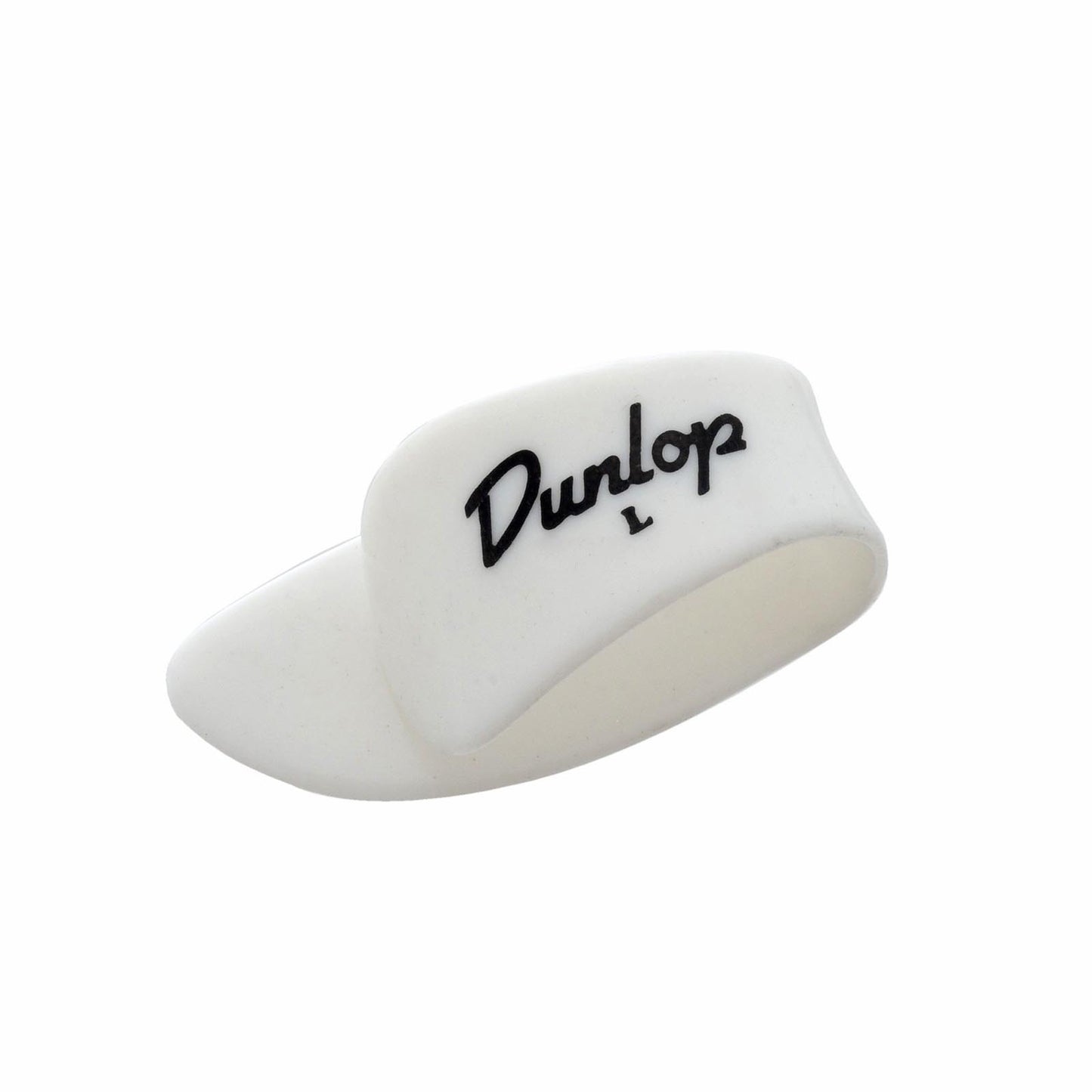 Front of Dunlop White Plastic Thumbpick, Large