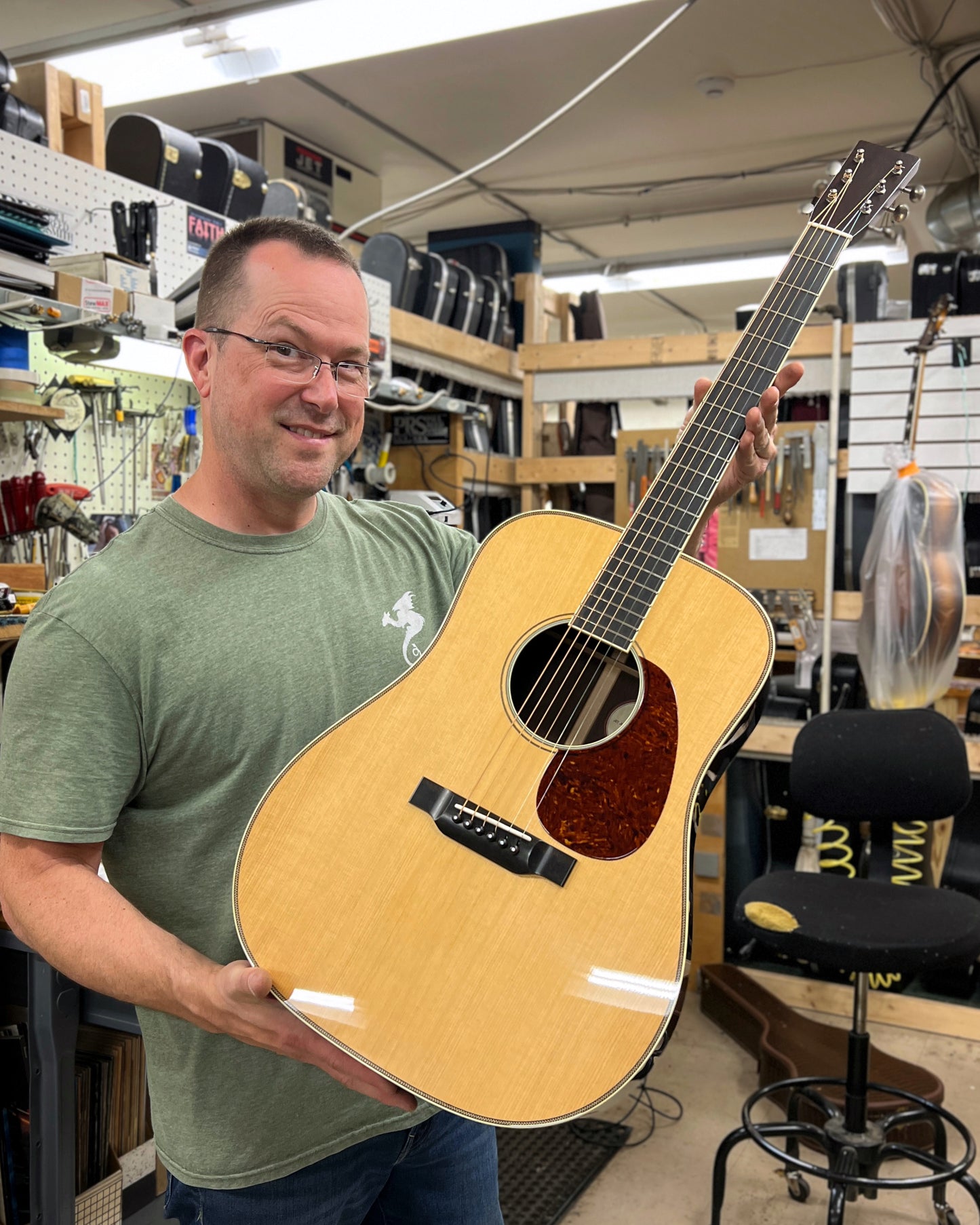 Showroom photo of Front of Bourgeois D Large Soundhole AT AP Madagascar (2023)