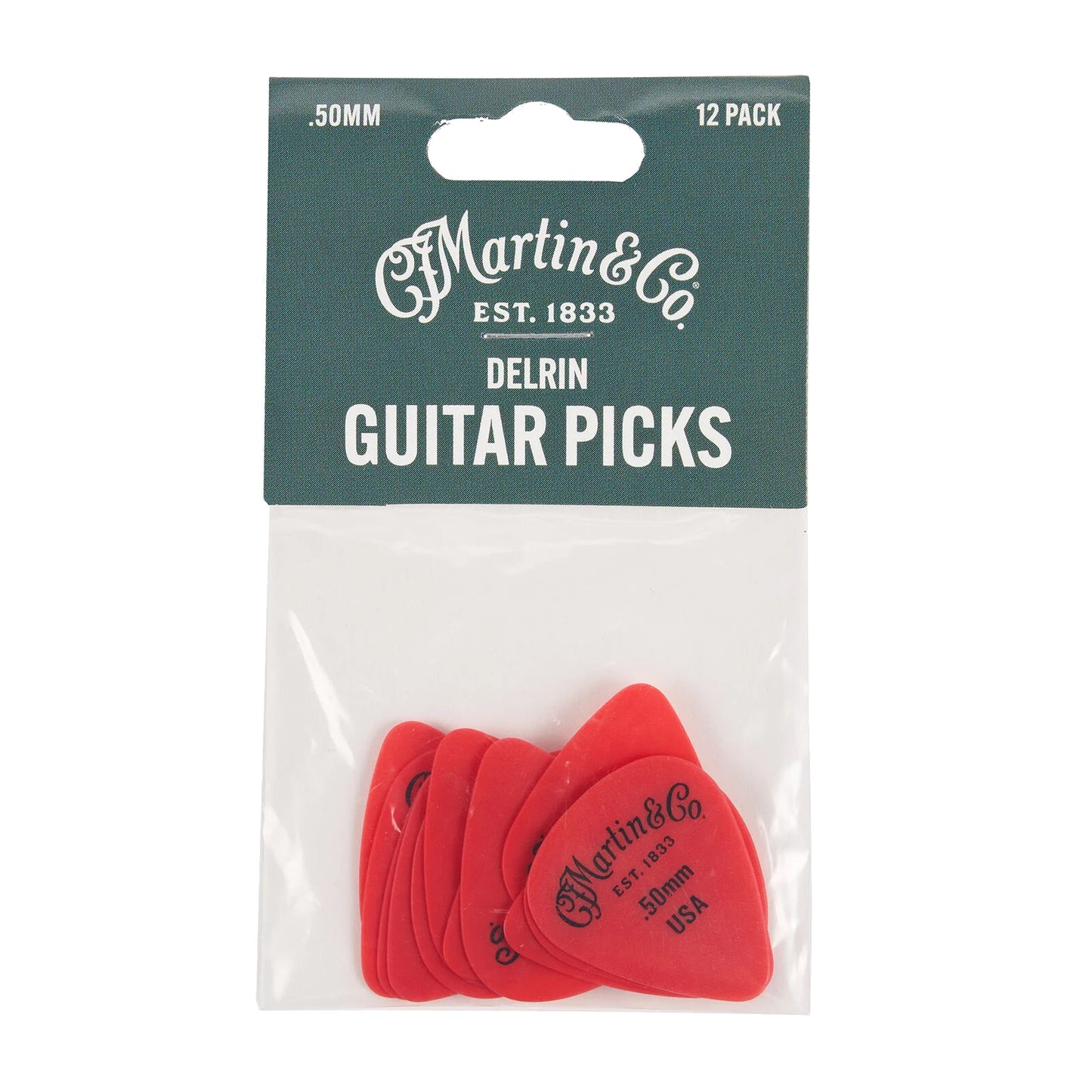 Martin Delrin Guitar Picks, Red .50mm Pack