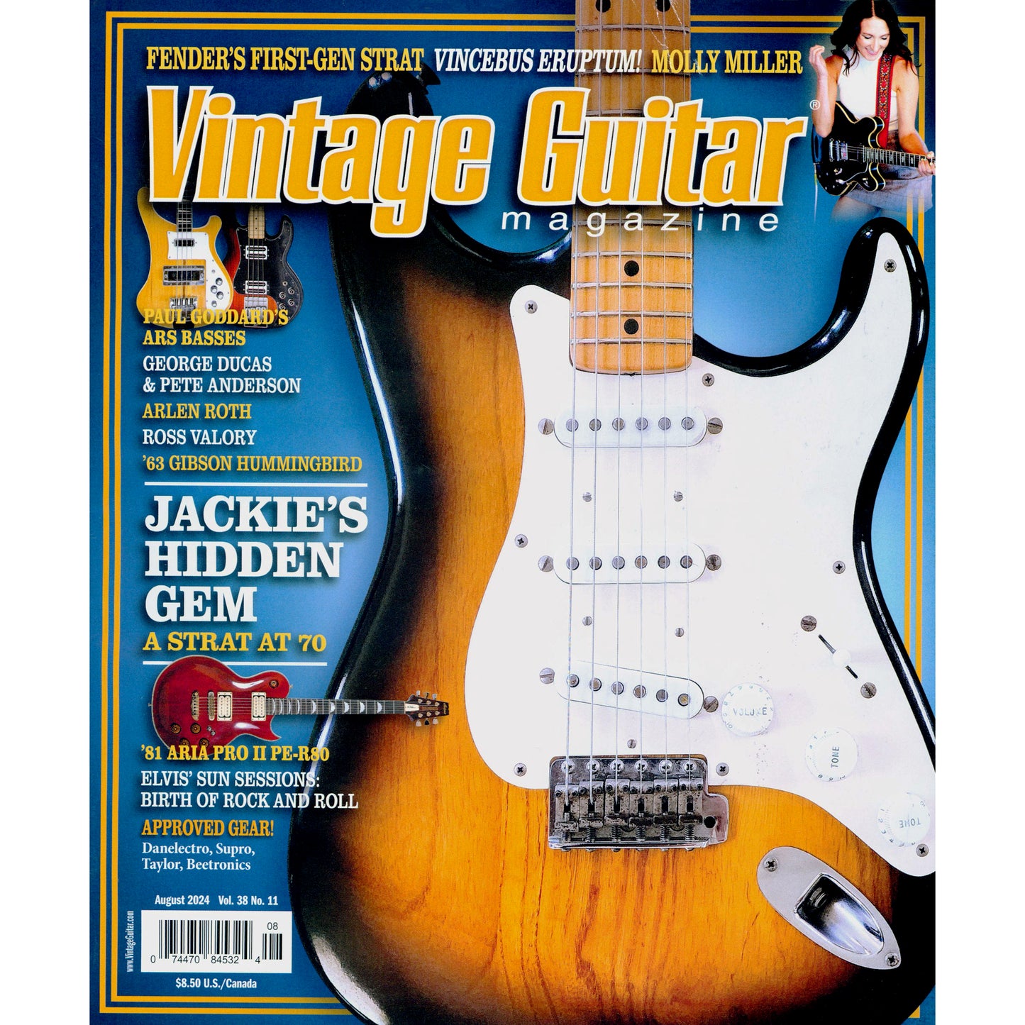 Image 1 cover of Vintage Guitar Magazine August 2024 Vol. 38 No. 11 SKU: VG-202408