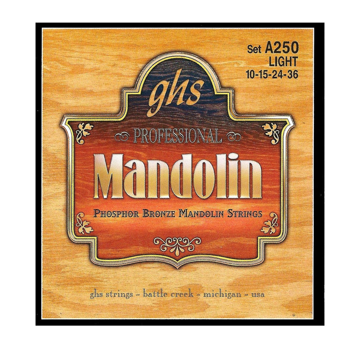 Front of GHS A250 Phosphor Bronze Light Gauge Mandolin Strings