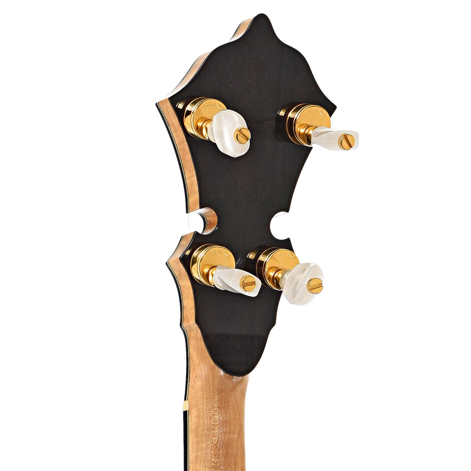 Back headstock of Stelling Tree of Life Resonator Banjo (2001)