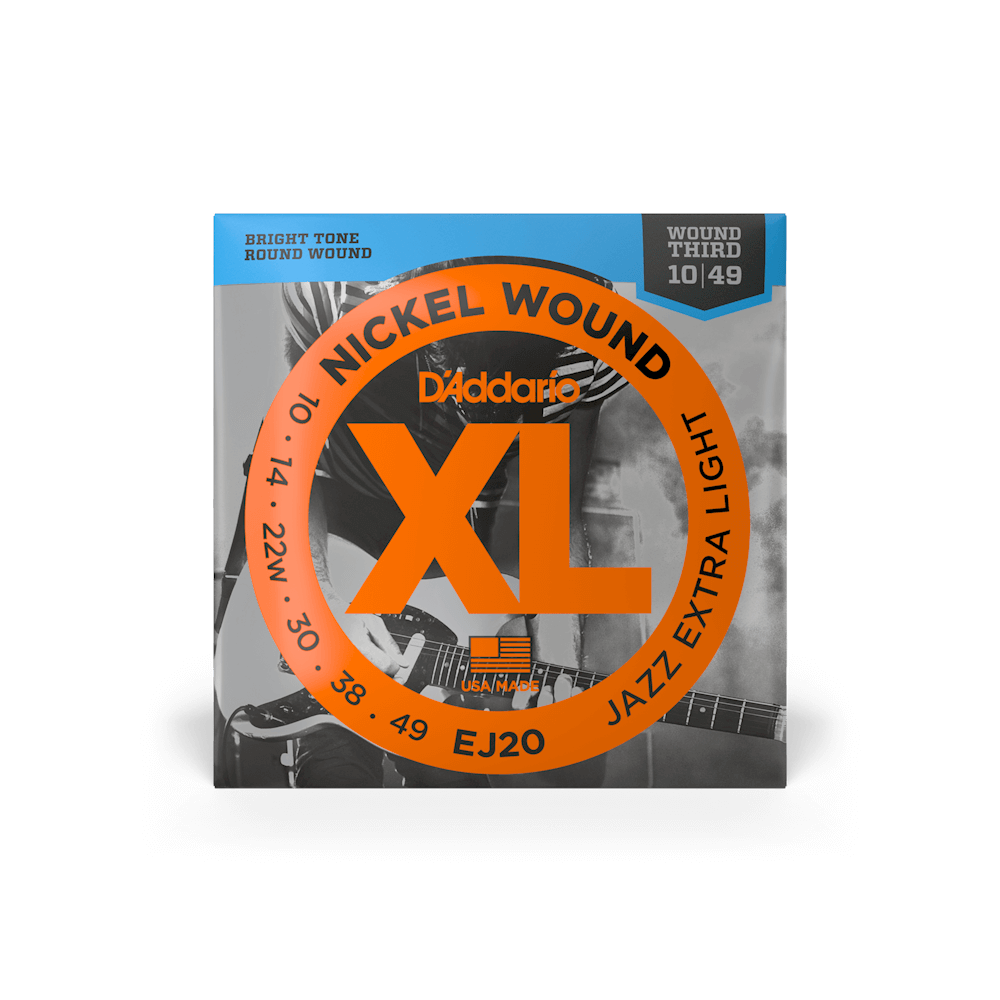 D'Addario EJ20 XL Nickel Round Wound Jazz Extra Light Gauge Electric Guitar Strings, Front