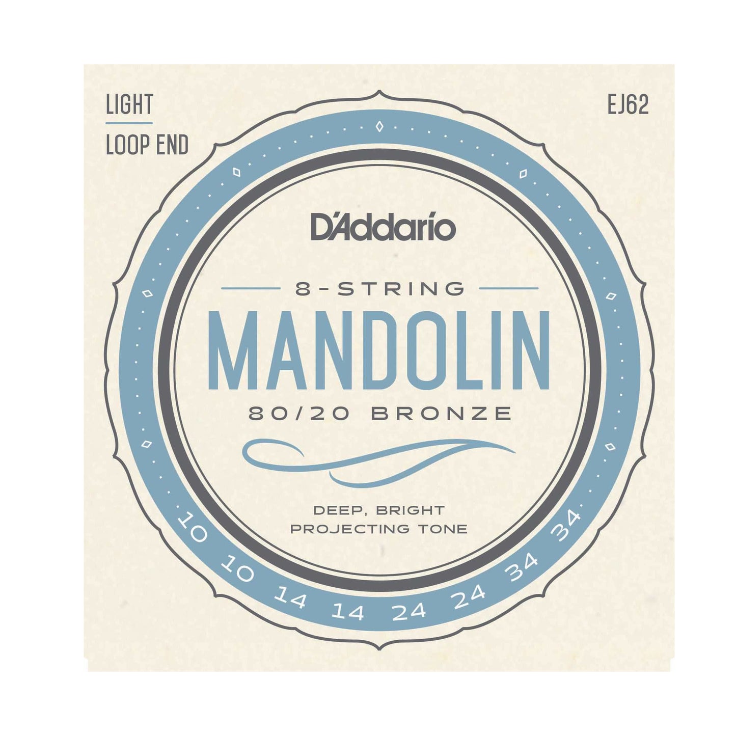 D'Addario EJ62 80/20 Bronze Light Gauge Mandolin Strings