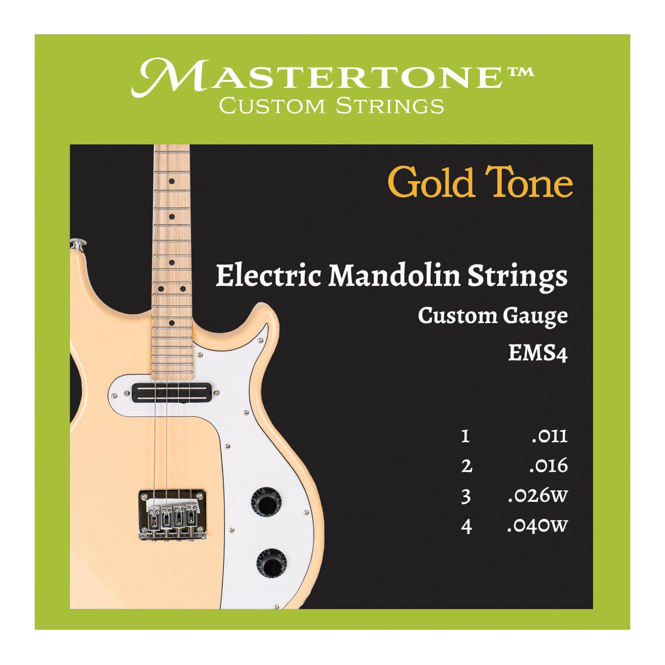 Front of GTEMS4 Gold Tone Electric Mandolin Strings