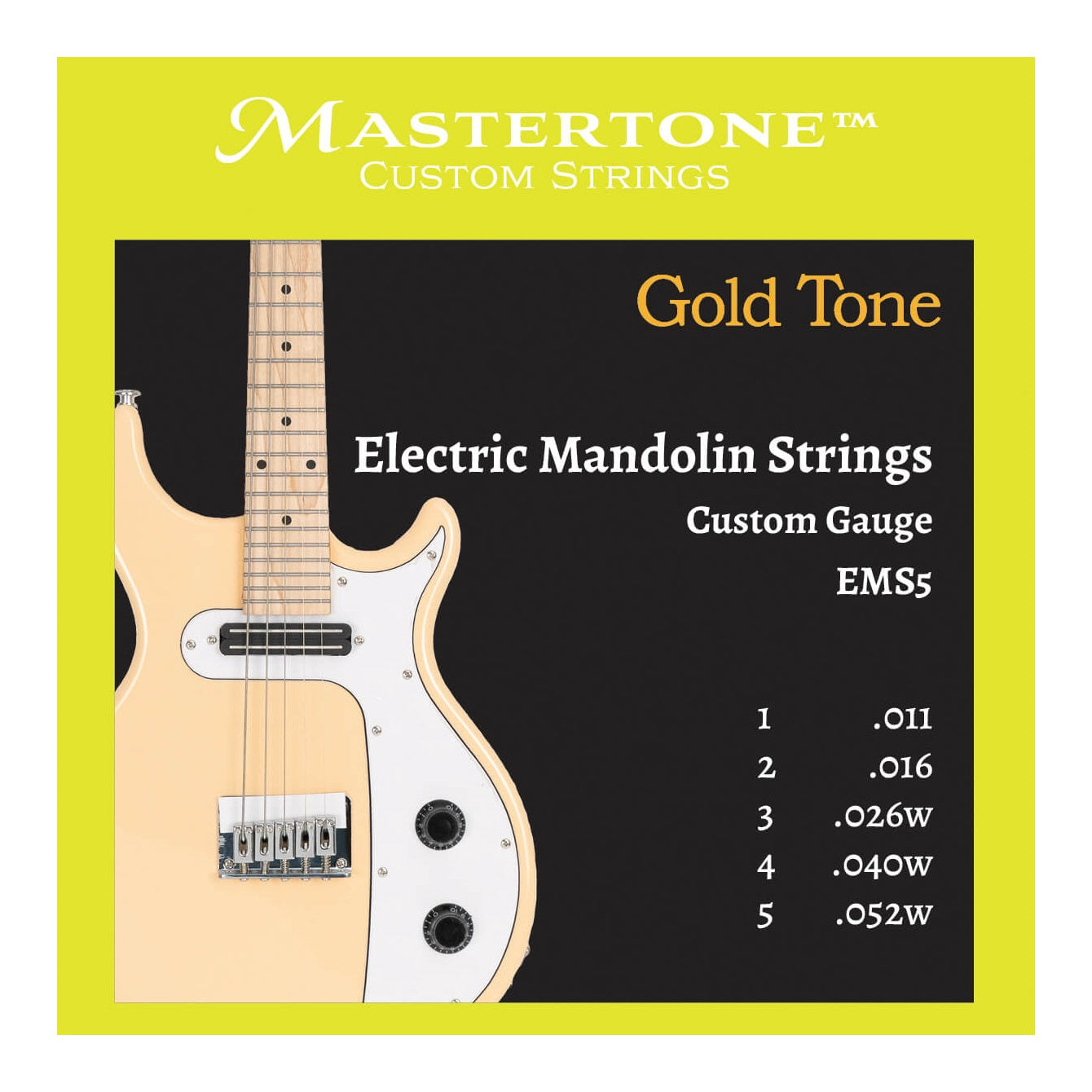 Front of GTEMS5 Gold Tone Electric Mandolin Strings