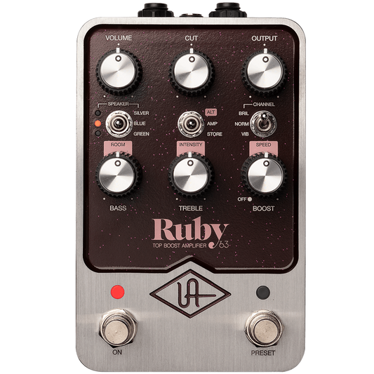 Front of UAFX Ruby '63 Top Boost Amp Emulation pedal w/ Bluetooth