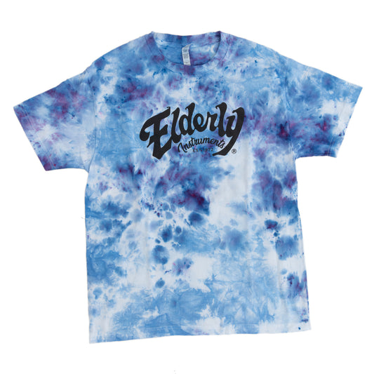 Elderly Instruments Tie-Dyed Logo Shirt, Pink & Blue Clouds Pattern