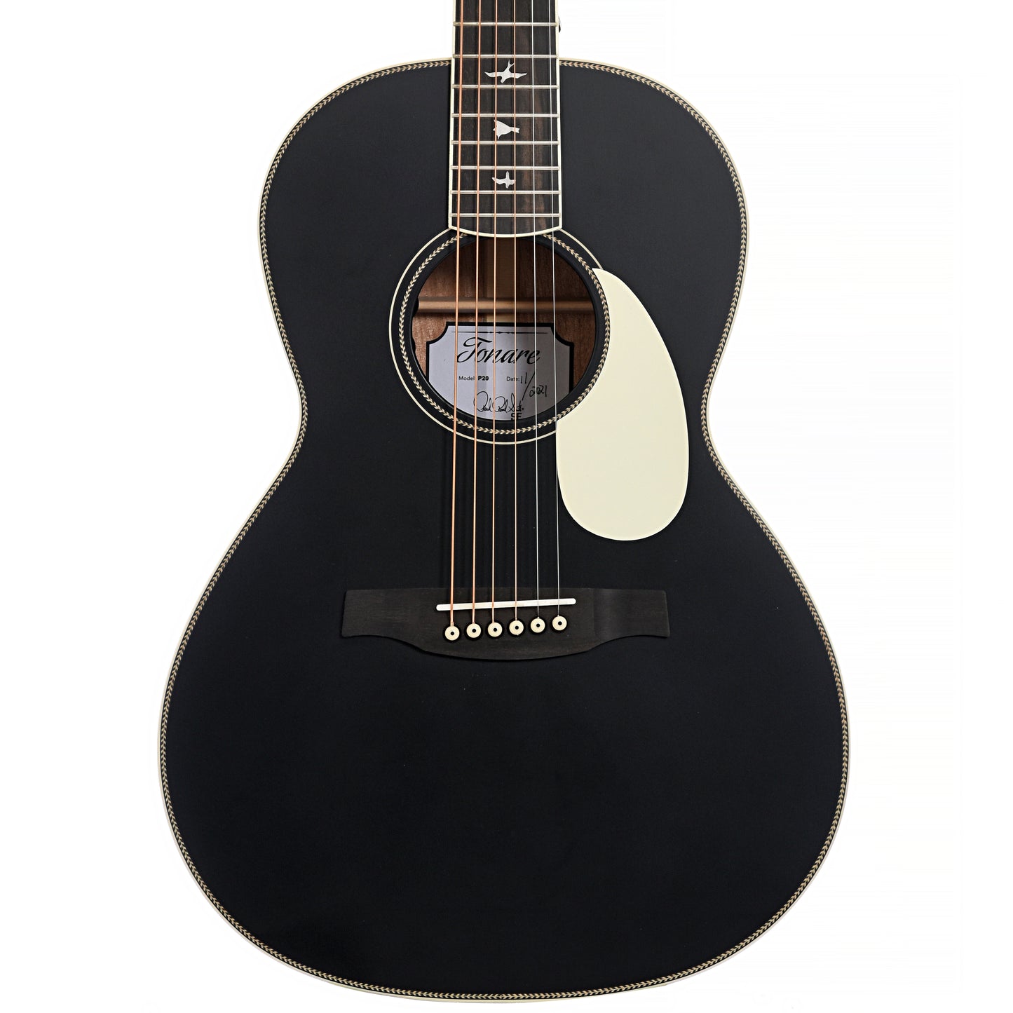 PRS SE P20E Parlor Acoustic / Electric Guitar, Black Top