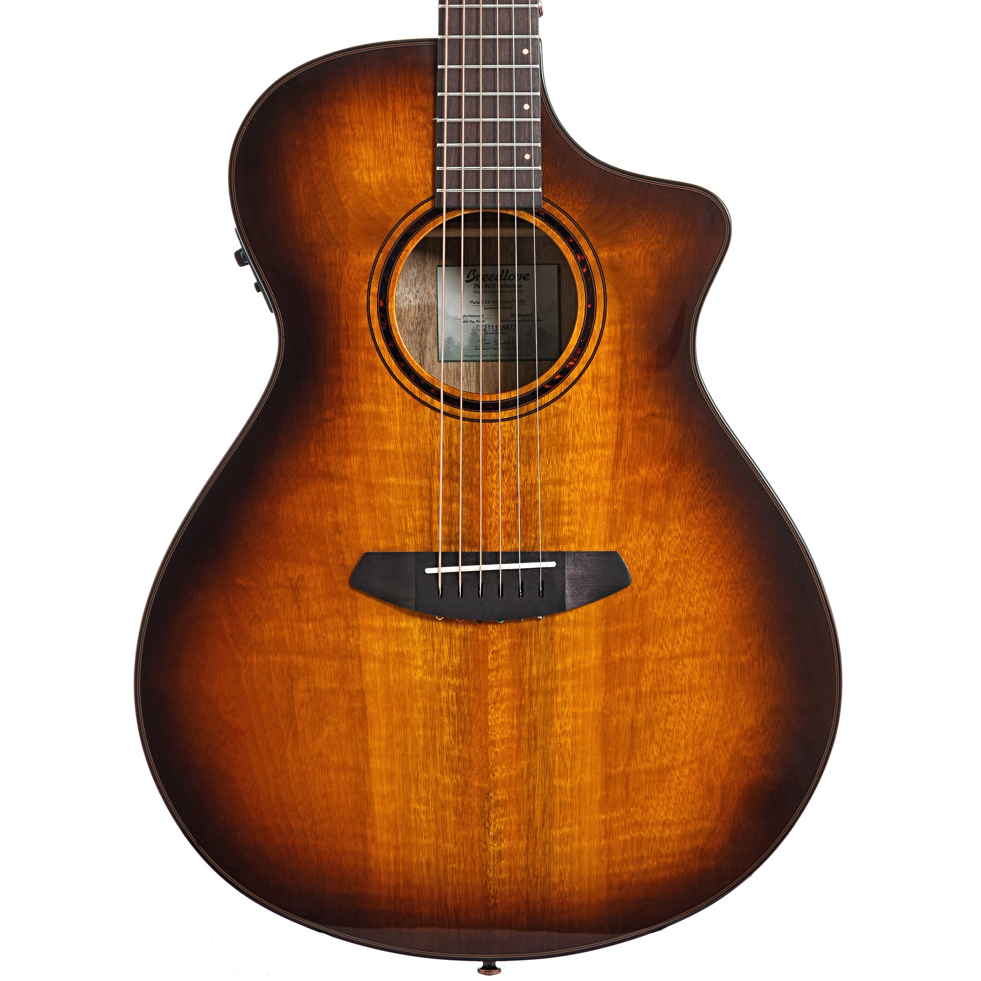 Image 2 of Breedlove Pursuit Exotic S Concert Tiger's Eye CE Myrtlewood-Myrtlewood Acoustic-Electric Guitar- SKU# BPEX-CTT : Product Type Flat-top Guitars : Elderly Instruments