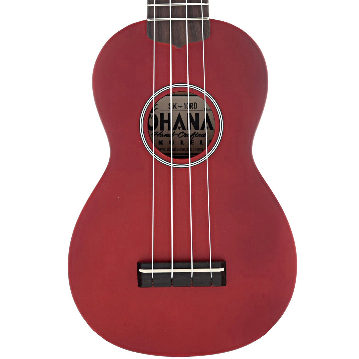 Front of Ohana SK-10 Soprano Ukulele, Red