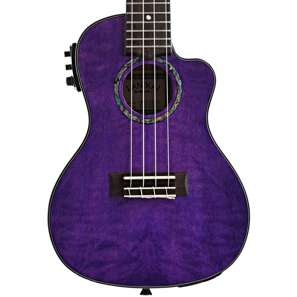 Lanikai Quilted Maple Purple Stain A/E Concert Ukulele & Case