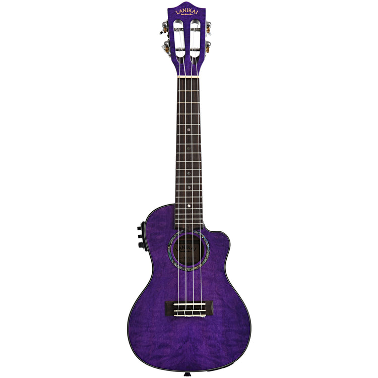 Lanikai Quilted Maple Purple Stain A/E Concert Ukulele & Case